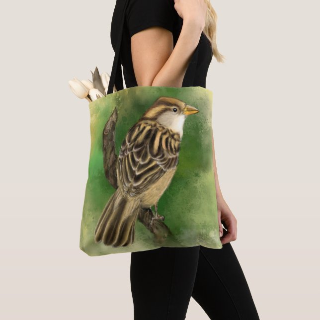 Sac fourre-tout avec joli oiseau (De près)