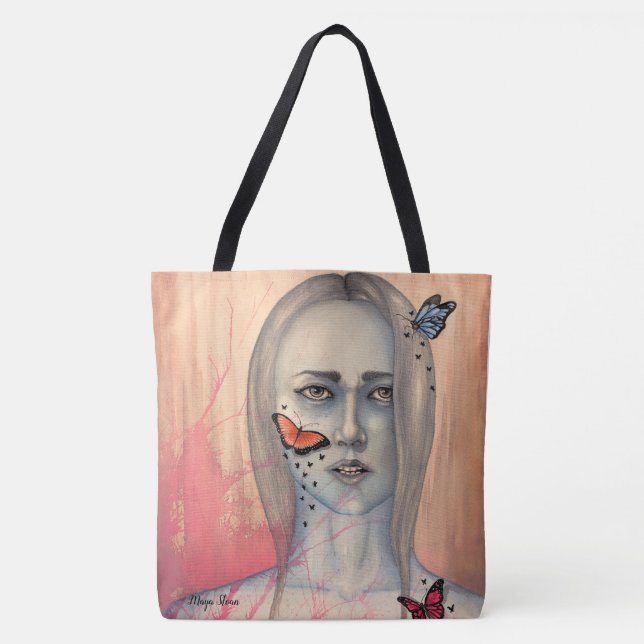 Sac fourre-tout avec le visage de la femme et les  (Devant)