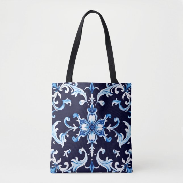 sac fourre-tout azur fleuri (Devant)