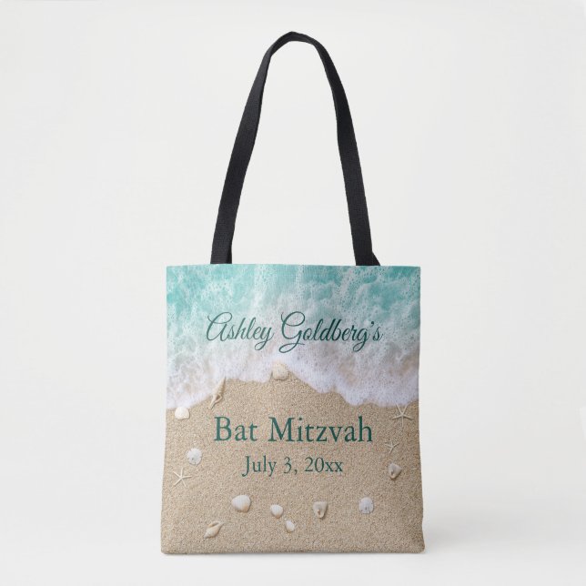 Sac fourre-tout Bat mitzvah Turquoise Beach Waves (Devant)