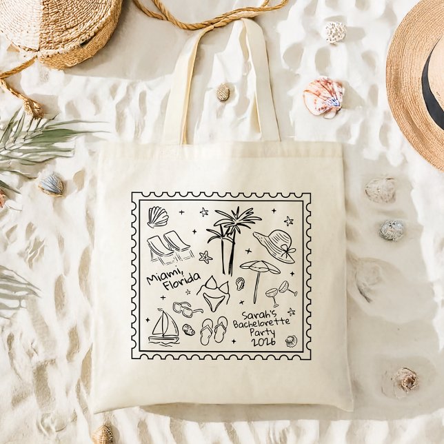 Sac fourre-tout Beach Bachelorette – Design rétro  (Créateur téléchargé)
