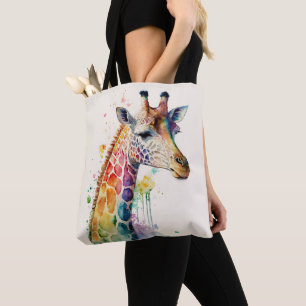 Sac fourre-tout beau girafe aquarelle