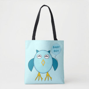 Sac fourre-tout bébé garçon bleu mignon hibou
