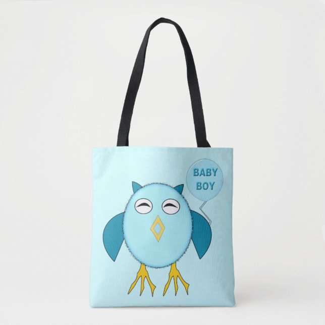 Sac fourre-tout bébé garçon bleu mignon hibou (Devant)