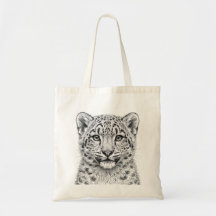 Sac fourre-tout Bébé léopard des neiges noir et bl