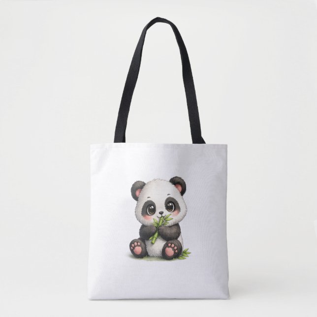 Sac fourre-tout bébé panda mignon mangeant du bamb (Devant)