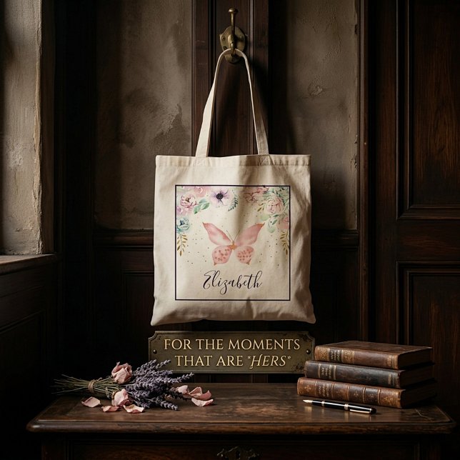 Sac fourre-tout bébé papillon et floral pastel (Créateur téléchargé)