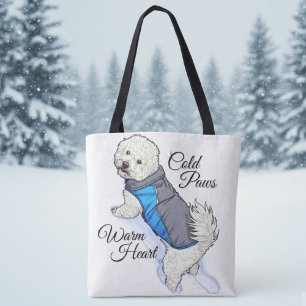 Sac fourre-tout Bichon neige à cœur chaud