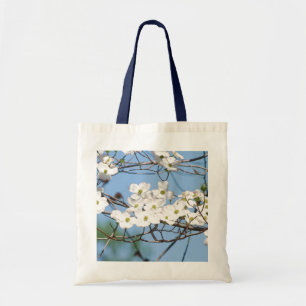 Sac fourre-tout blanc à fleur de cornouiller