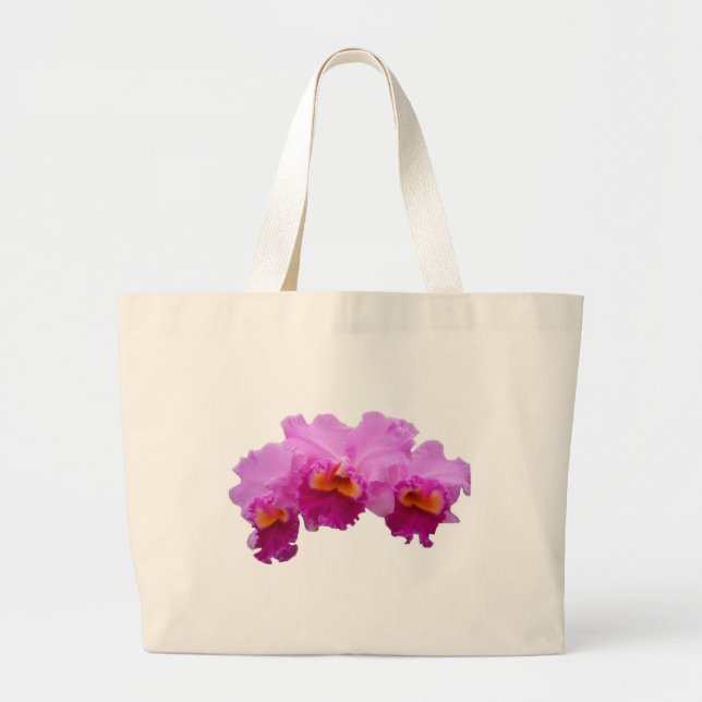 Sac fourre-tout blanc décoré des orchidées (Devant)