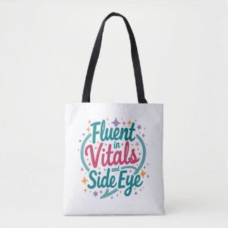 Sac fourre-tout blanc 'Fluent in Vitals and Side E