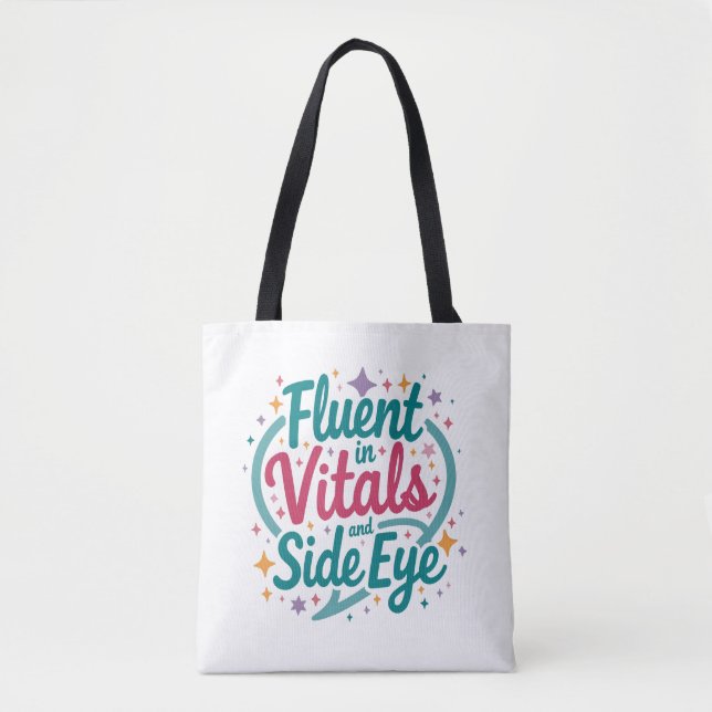 Sac fourre-tout blanc 'Fluent in Vitals and Side E (Devant)