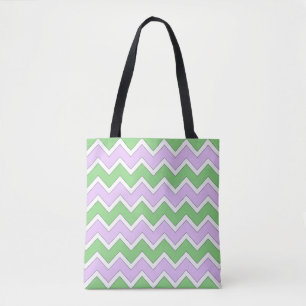 Sac fourre-tout blanc, Lilac et vert Chevron