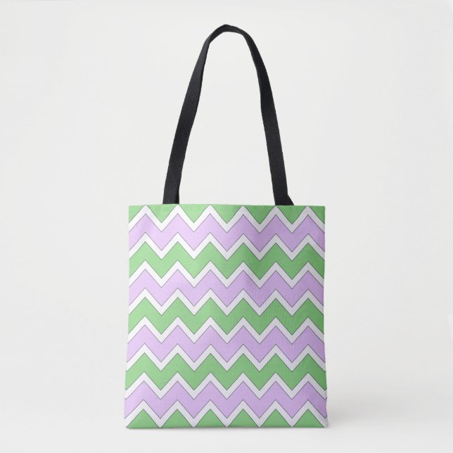 Sac fourre-tout blanc, Lilac et vert Chevron (Devant)