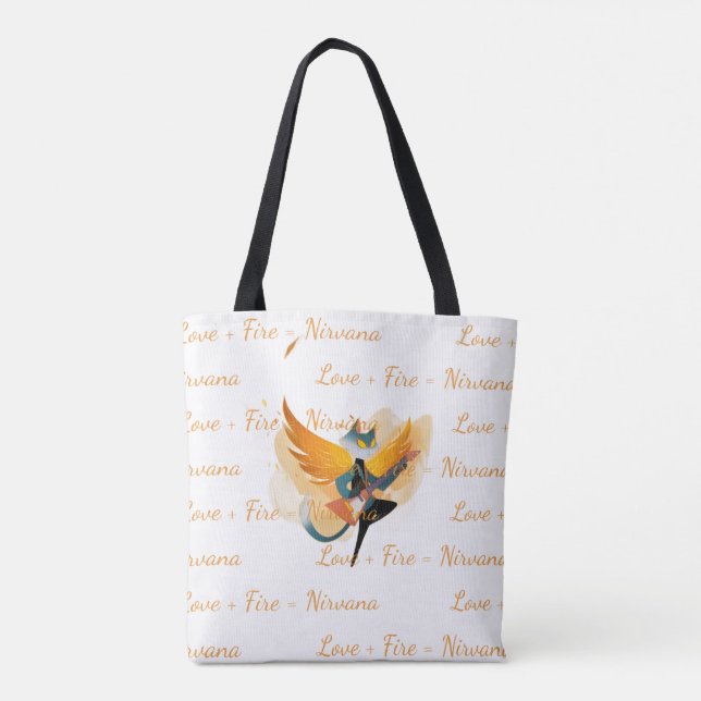 Sac fourre-tout blanc Nirvana Cat avec guitare et  (Dos)