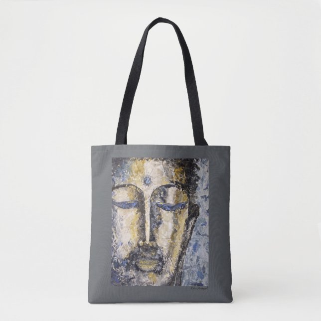 Sac fourre-tout bleu à impression d'art (Devant)
