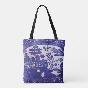 Sac fourre-tout bleu à motif de saule partout