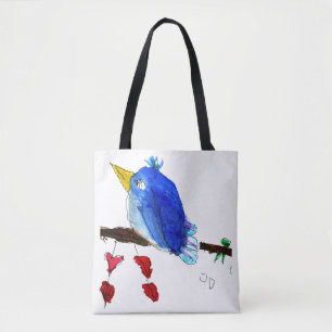 Sac fourre-tout bleu à oiseau