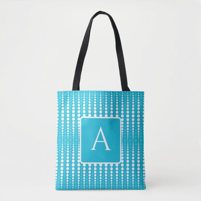 Sac fourre-tout bleu aqua et blanc à pois (Devant)