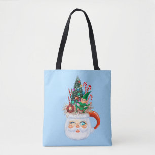 Sac fourre-tout bleu clair vintage Père Noël Mug