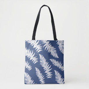 Sac fourre-tout bleu d'impression Indigo Fern