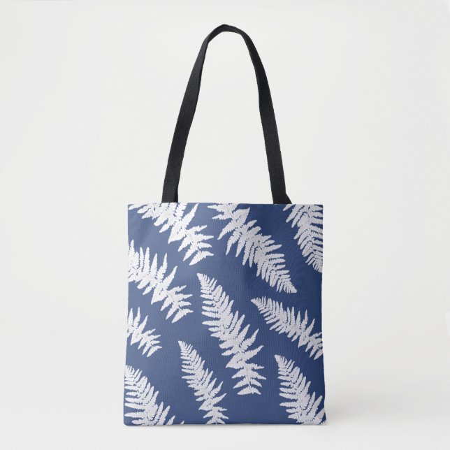 Sac fourre-tout bleu d'impression Indigo Fern (Devant)