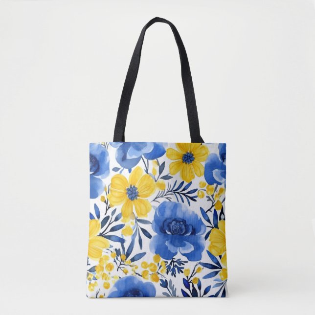 Sac fourre-tout bleu et jaune (Devant)
