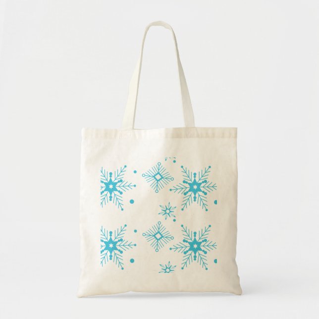 Sac fourre-tout bleu flocons de neige de Noël mode (Devant)