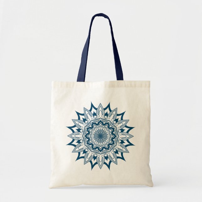Sac fourre-tout bleu Floral Mandala (Devant)