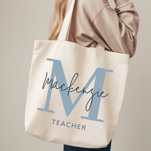 Sac fourre-tout bleu poussiéreux personnalisé, cad (Personalized Tote Bag for Couples Anniversary Gift, Teachers, Students, Employees or Coworkers)