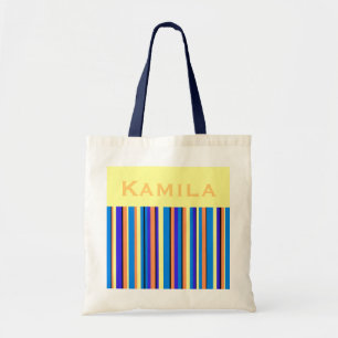 Sac fourre-tout bleu rayé personnalisé Kamila