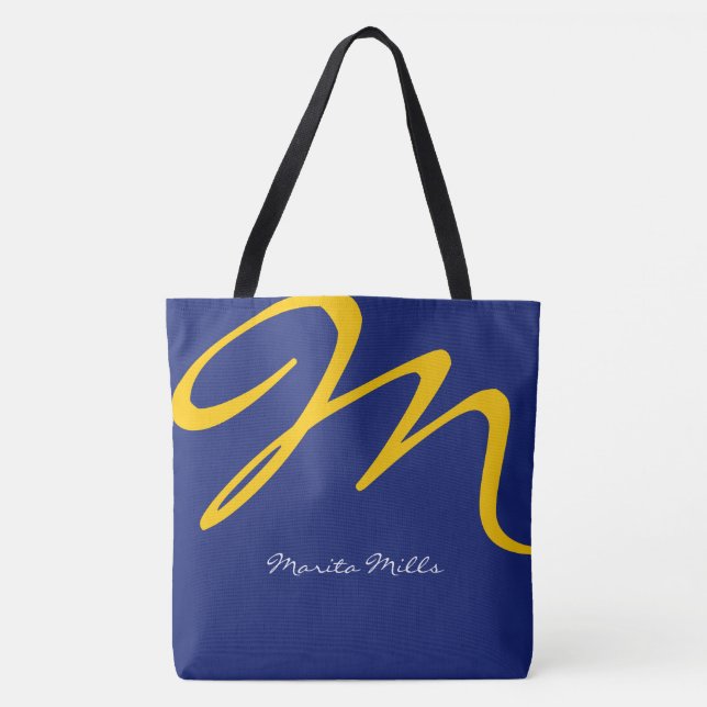 sac fourre-tout bleu tout-sur-impression avec init (Devant)