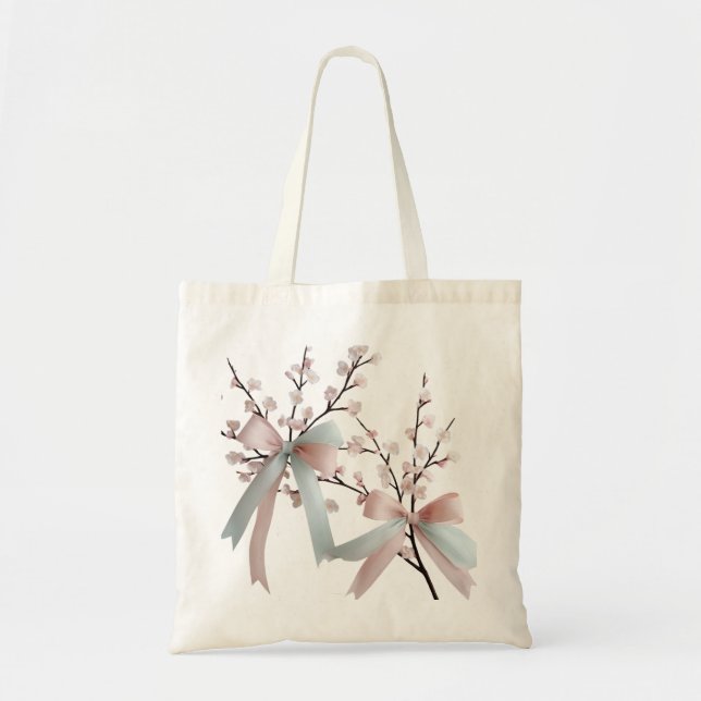 Sac fourre-tout bon marché à arc pastel de fleurs  (Devant)