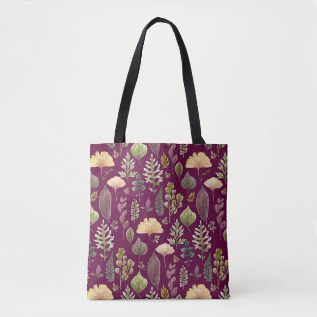Sac fourre-tout bordeaux éléphant blanc feuilles d (Devant)