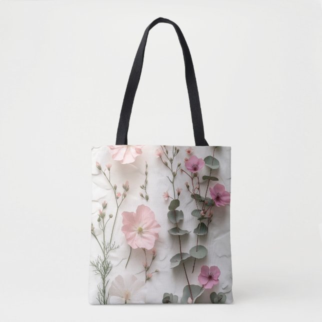 Sac fourre-tout botanique floral rose (Devant)
