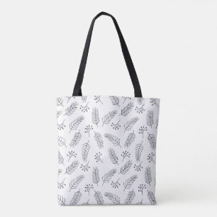 Sac fourre-tout botanique minimaliste noir et blan