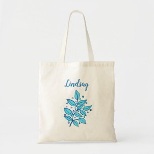 Sac fourre-tout botanique personnalisé en bleu et