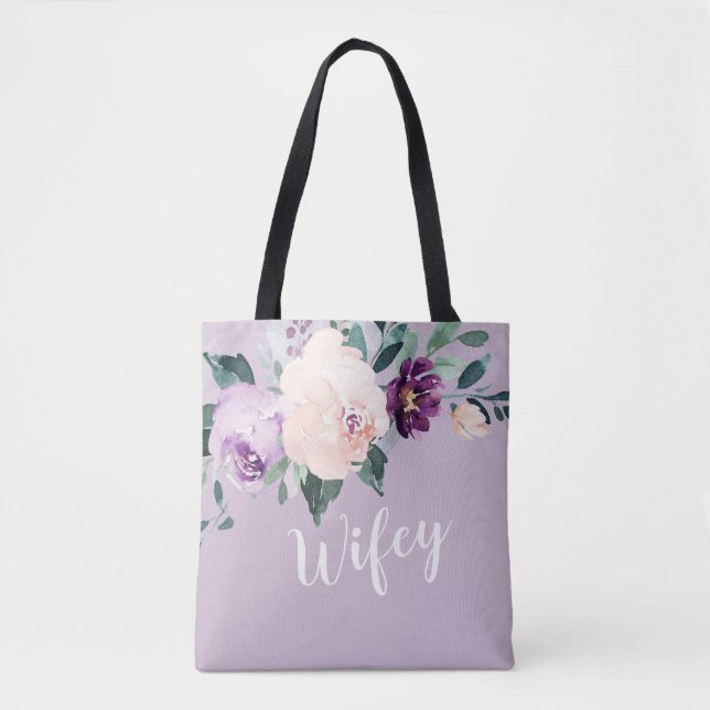 Sac fourre-tout botanique violet personnalisé pour (Devant)