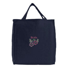Sac fourre-tout brodé floral de mariée