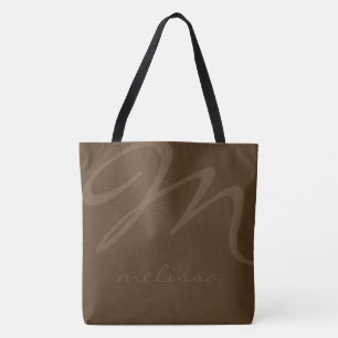 sac fourre-tout brun tout imprimé avec son nom