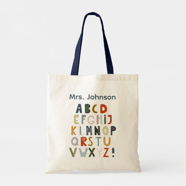 Sac fourre-tout cadeau pour enseignant Alphabet Ar (Dos)