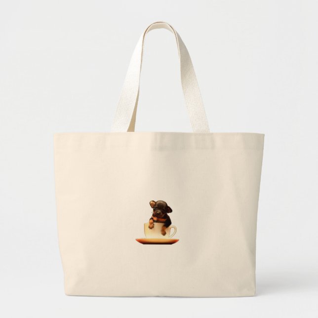Sac fourre-tout café chiot mignon | Ca (Devant)