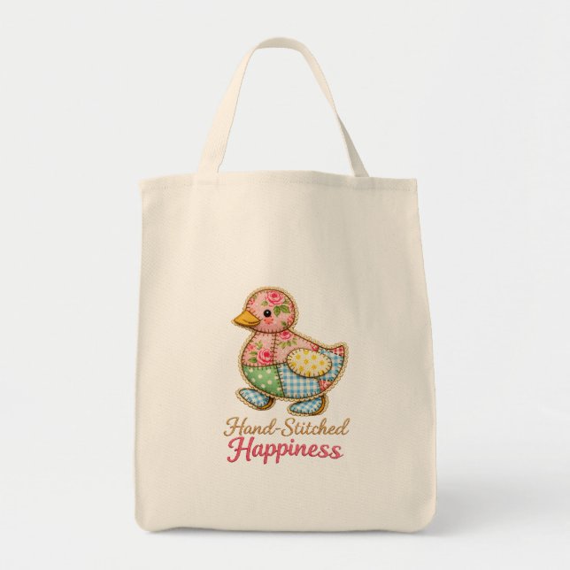Sac fourre-tout canard patchwork – « Bonheur cousu (Devant)