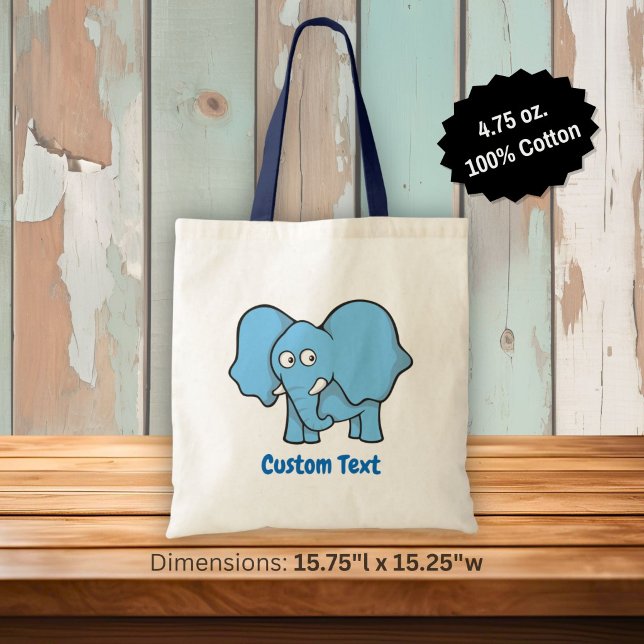 Sac fourre-tout cartoon éléphant bleu (Créateur téléchargé)