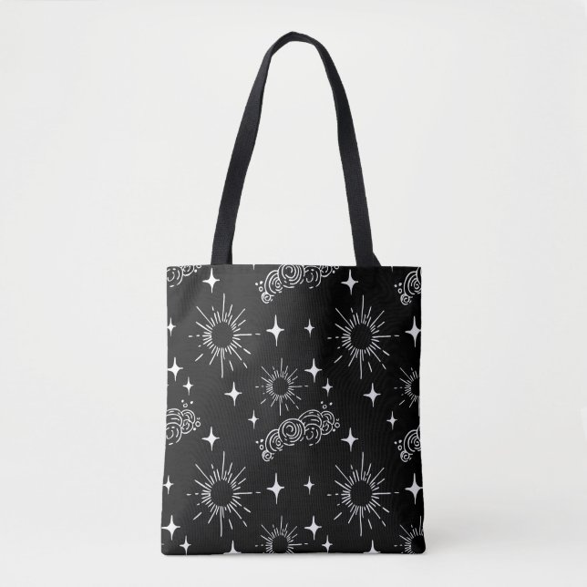 Sac fourre-tout céleste noir et blanc Sunburst (Devant)