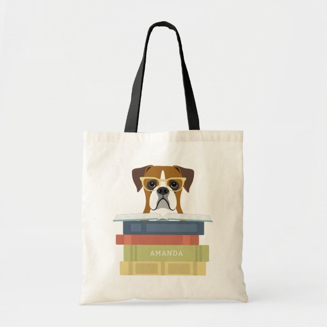 Sac fourre-tout cercle rose chien boxer (Devant)