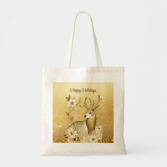 Sac fourre-tout cerf floral or (Devant)