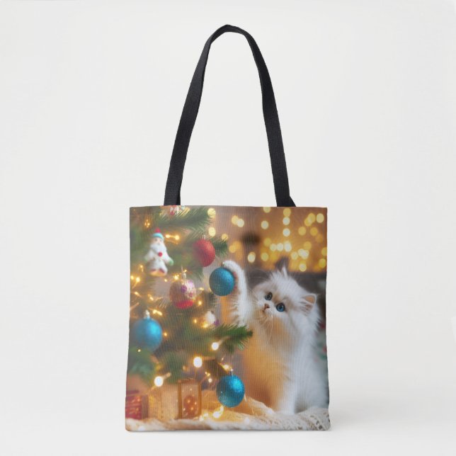 Sac fourre-tout chat de Noël mignon (Devant)