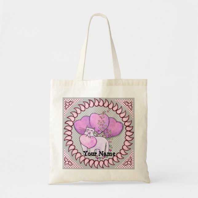 Sac fourre-tout chat Love Heart (Devant)