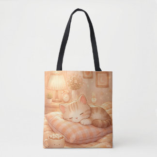 Sac fourre-tout chat mignon endormi dans un cadre 